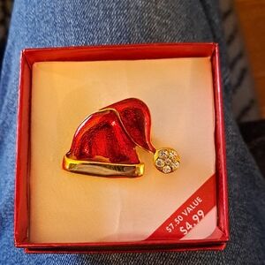 Vintage Festive Red Santa Hat Brooch